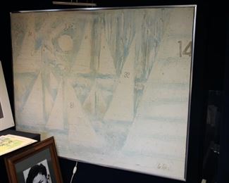 Lee Reynolds large oil on canvas sailboats