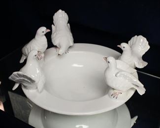 Italian large ceramic bowl with doves