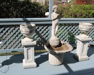 Cement / stone figural fountain; planters