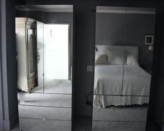Pair mirrored armoires