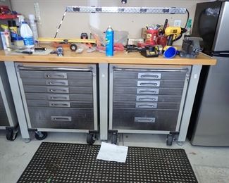 GLADIATOR  METAL STORAGE CABINETS AND WORK BENCH