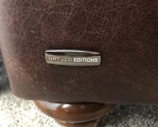 NATUZZI LEATHER CHAIR AND OTTOMAN