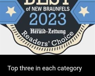 Voting has begun again for the best of New Braunfels ...please go and cote for your favorites.  We are located under services / estate sales.  Winning this last year has given us the ability to help many families who truly needed our help. Thank you for making that happen!