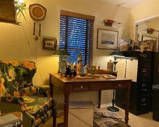 Pair of antique 
Wing back chairs , fabulous, antique, oak desk, manly man cave items 