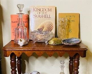 Pair antique scalloped edge, side tables