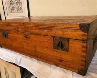 Incredible old antique Bostonian captains sea chest. Beautiful hardware, in great shape.