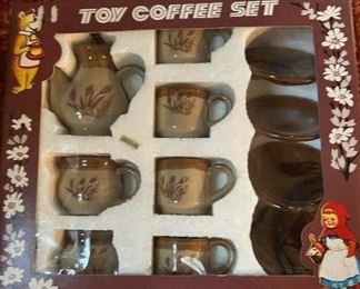 Mid-Century Stoneware Toy Coffee/Tea Set, Service for 4.