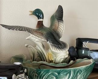 Vintage 1950's Ceramic Mallard Duck Figurine, Mid Century Modern Home Decor