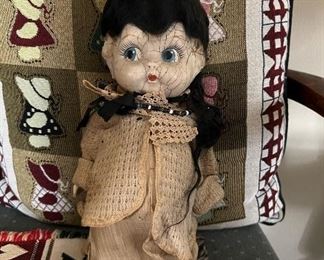 Antique Doll, Painted Eyes,  Antique Doll Clothing