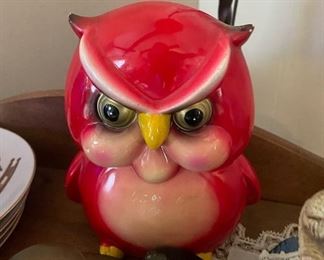 Beautifully Glazed, Ceramic Red Owl, Midcentury Modern Decor