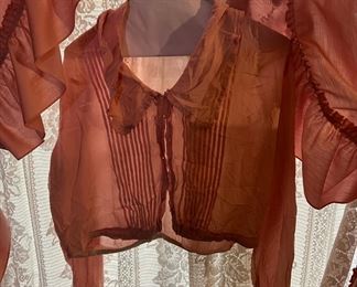 Pink Victorian Style Sheer Blouse
