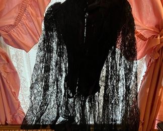 Handmade Victorian Era Blouse,  Black Lace
