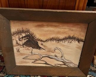 Framed Carved Wood Artwork