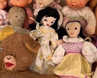 Vintage Stuffed Animals and Variety of Dolls