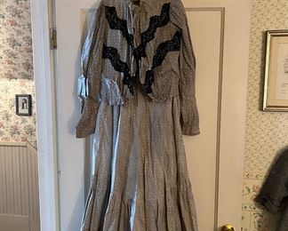 Victorian Long Sleeve Dress, Black and Gray