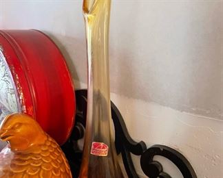 Amber Mid Century Modern Viking Glass Company Vase