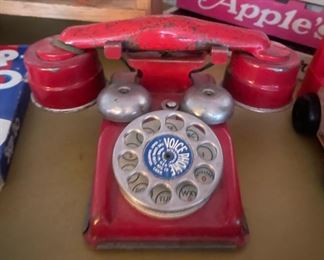 Red Vintage Children's Toy Phone with Bell