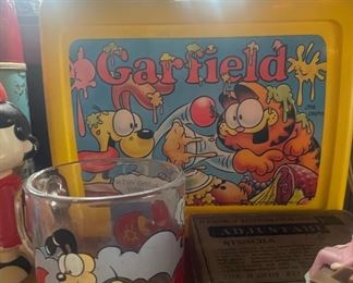 Vintage 1978 Yellow Garfield Lunch Box, 1978 Vintage Garfield McDonalds Glass Mug - Im Easy To Get Along With
