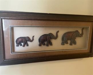 3 Elephants Incased in Shadowbox