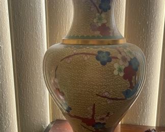 Cloisonne Asian Floral Design Vase