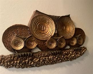 Golden Ornate Owl Wall Hanging 