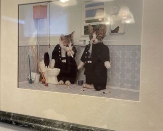 Framed Picture of Smoking Kittens