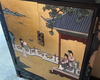 Vintage 1970's Asian Gold Nightstand