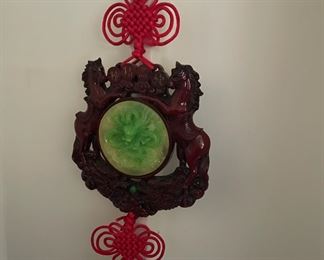 Chinese Red Lucky Green Dragon Wall Hanging