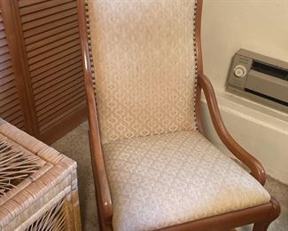 Vintage Wooden Upholstered Arm Chair