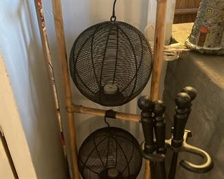 Two Woven Rattan Pendant Lights