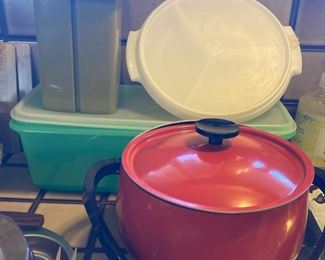Vintage Tupperware, Red Pot With Lid
