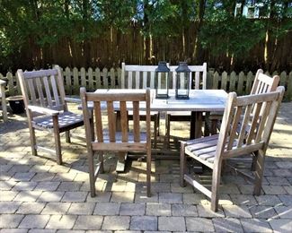 Teak Dining Table and Six Chairs