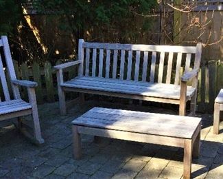 Teak Bench Rocker End Table Coffee Table