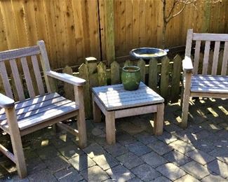 Pair of Teak Chairs and Table