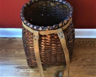 Vintage Wicker Creel Trout Wearable Backpack With Canvas Straps