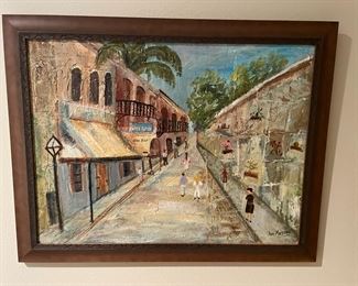 Framed Oil Painting of Market by Ann Messina