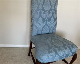 Queen Anne Blue Upholstered Chair