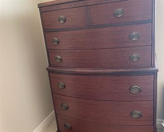 Mahogany Bow Style Front, Tall Boy Dresser by Hickory Manufacturing Co