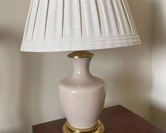 Cream Colored Ceramic Lamp with Brass Base