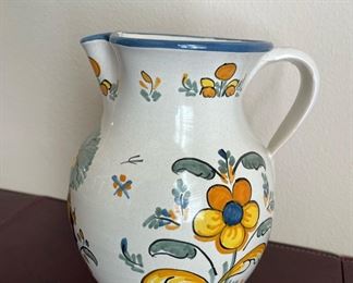 Pitcher with Floral Design Marked with R.S. Crown