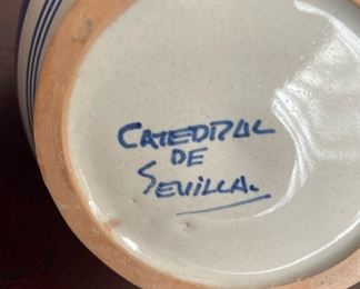 Catedral De Sevilla Double Handle Ceramic Vase, Made in Spain