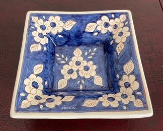 Hand Painted Square Decorative Plate, Made in Portugal