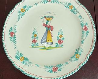 Italian Pottery Plate with Woman Carrying Basket on Head