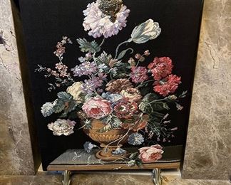 Fireplace Cover with Embroidered Tapestry Front