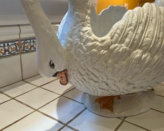 Lord &Taylor Twin Swans Ceramic Planter