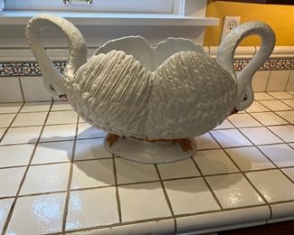Lord &Taylor Twin Swans Ceramic Planter