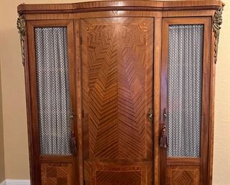 French Armoire with Intricate Inlaid Marquetry