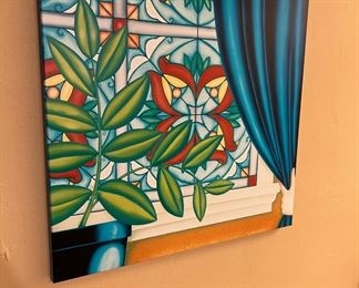 Matted Print of Window with Stained Glass