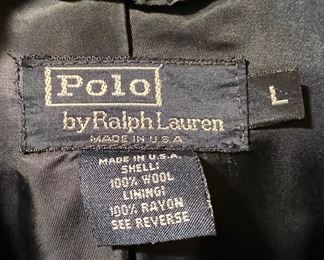 Black Wool Coat, Polo by Ralph Lauren, 100% Wool