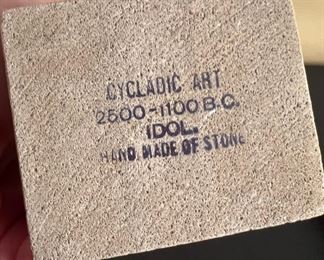 Cycladic Art Idol, 2500-1100 B.C. Handmade of Stone
